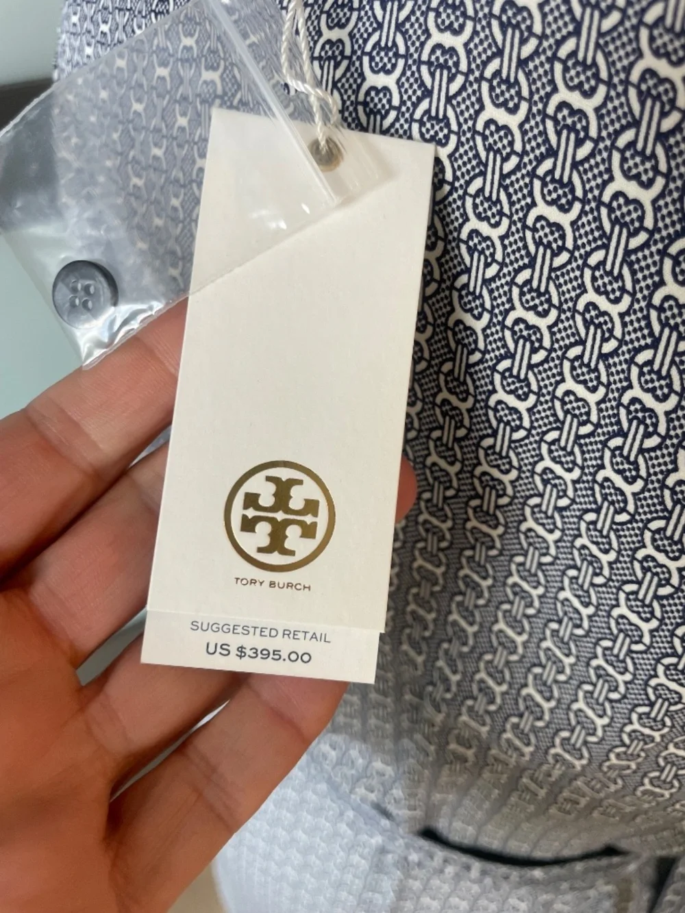 Tory Burch Christelle Chain-Link Print Silk Shirtdress NWT